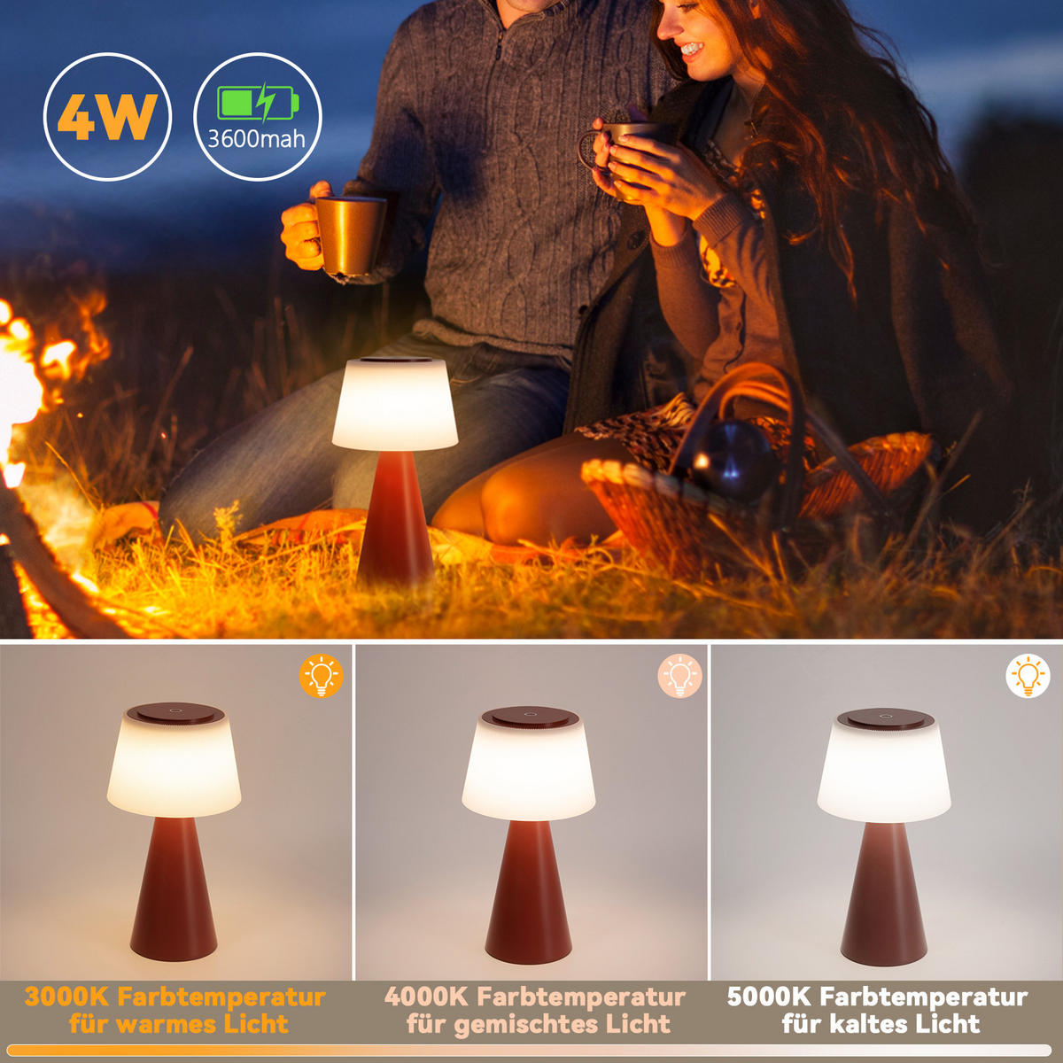 LED TISCHLEUCHTE Nathaniel - Rot, Kunststoff (13/13/26cm) - Nettlife