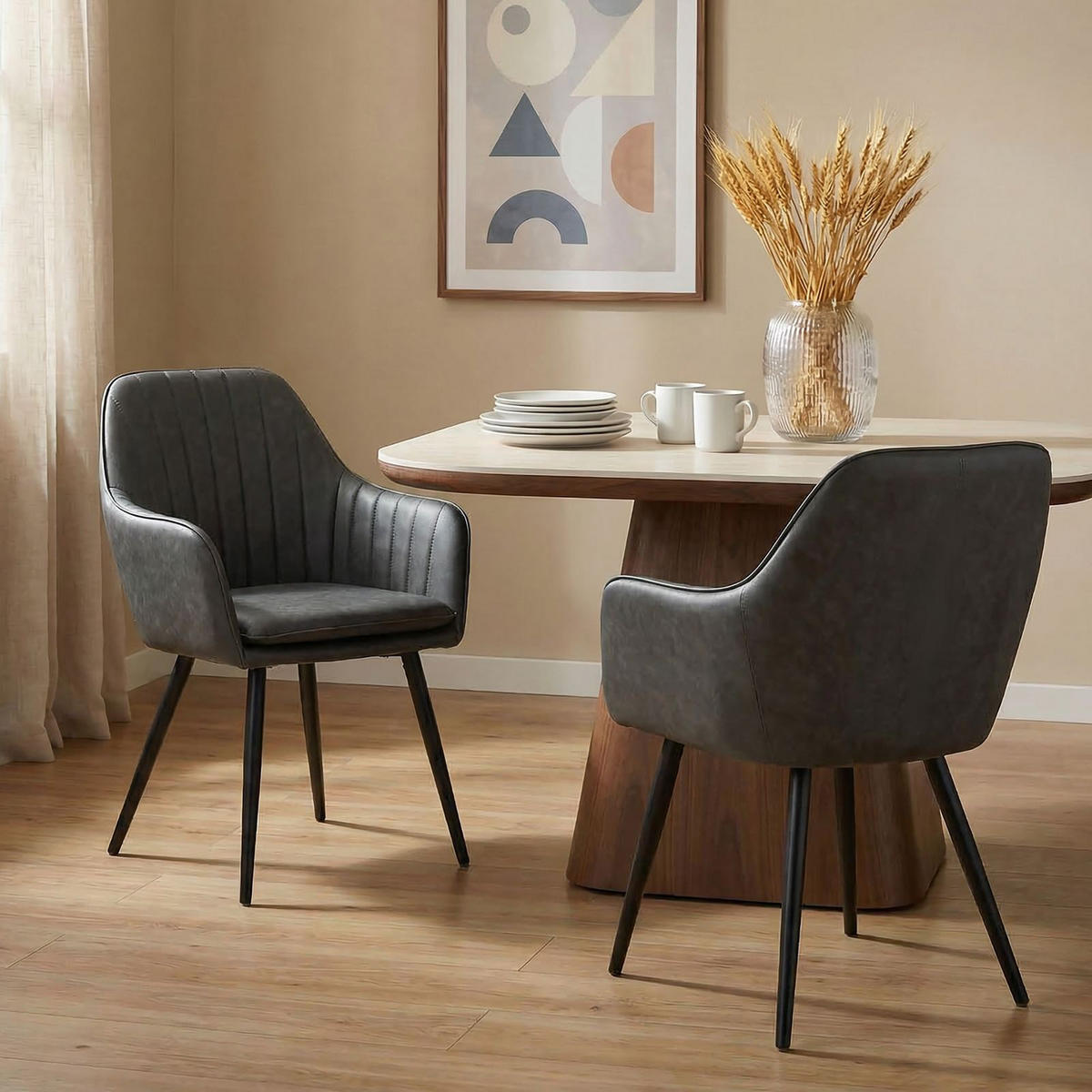 ESSZIMMERSTÜHLE ETTA 2er-Set grau - Grau, Textil (57/85/58cm) - IDIMEX