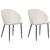 MATSTOL set om 2 ljusbeige/svart Mason - Beige/Svart, Textil (45/82/45cm) - Beliani
