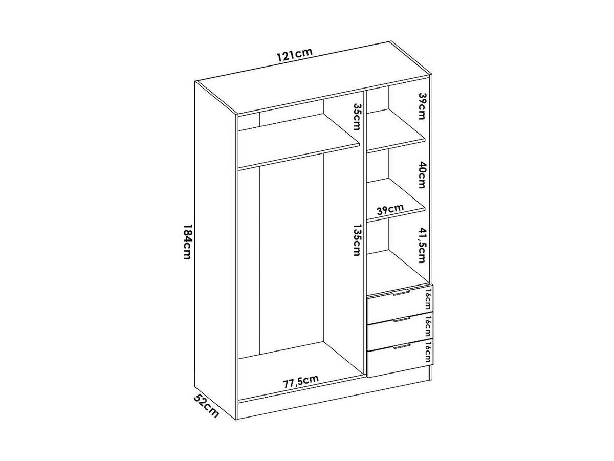 KLEIDERSCHRANK - 213 x 132 - holz - weiß Listowel - Weiß, Holz (213/184/132cm) - Vente-Unique