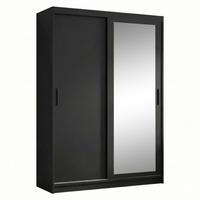 SCHWEBETÜRENSCHRANK Hela 120/205/60 2-türig schwarz mit Schubladen - Schwarz, Holzwerkstoff (120/205/60cm) - Beautysofa