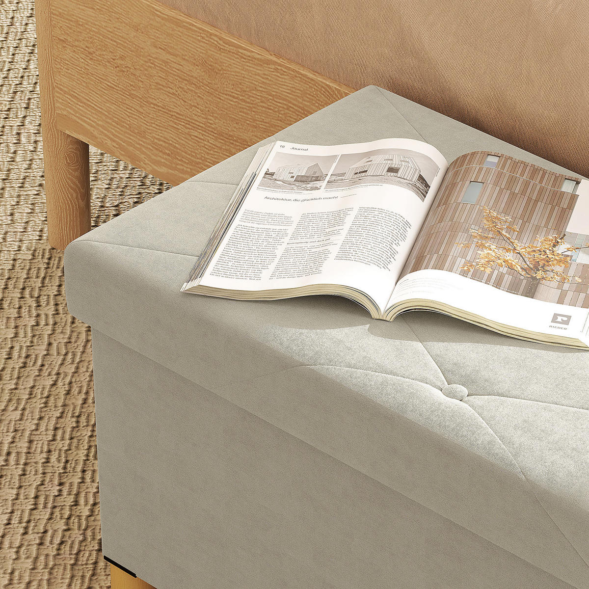 TRUHENBANK DE-16446 klappbar mit Stauraum Creme - Creme, Textil (76/38/38cm) - ComfortXL