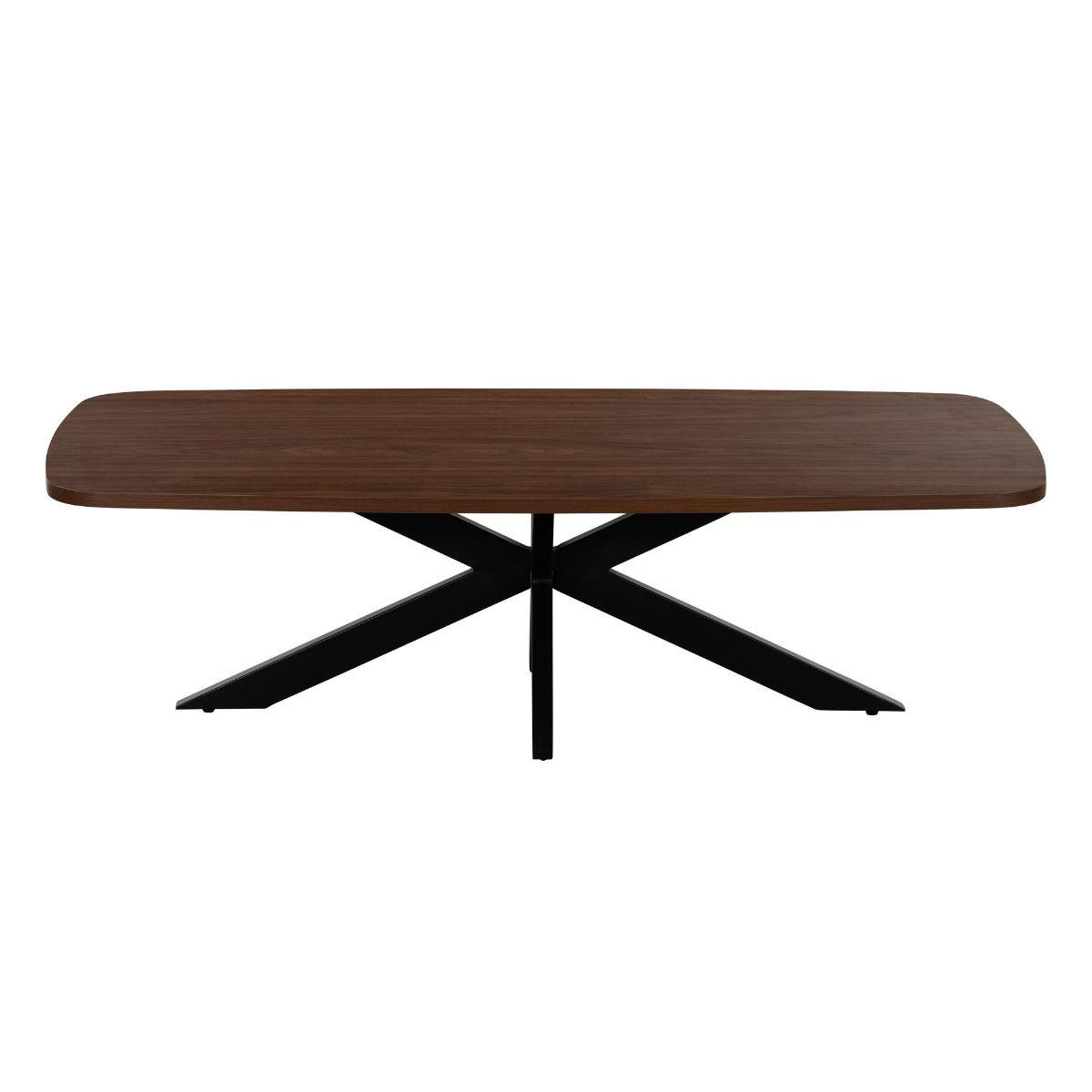 COUCHTISCH Jaimy – Walnuss – dänisch oval – Melamin & Metall – 120 cm - Dunkelbraun, Metall (120/60/35cm) - Giga Meubel
