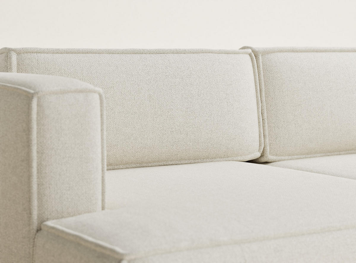 ECKSOFA MIT SCHLAFFUNKTION Velto Creme Webstoff - Creme/Schwarz, Holz/Holzwerkstoff (152/250cm) - Maison de Reve