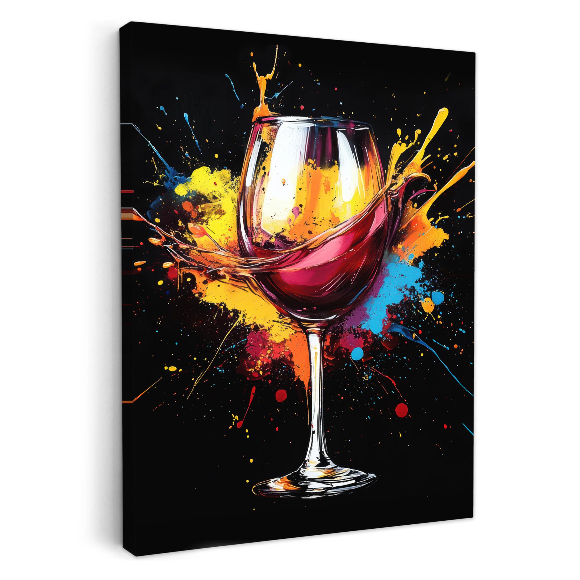 LEINWANDBILD Wein - Glas - Graffiti - Getränk - Rot - Farbe 60x80 cm - Weinrot, Textil (60/80cm) - MuchoWow