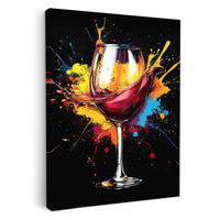 LEINWANDBILD Wein - Glas - Graffiti - Getränk - Rot - Farbe 60x80 cm - Weinrot, Textil (60/80cm) - MuchoWow