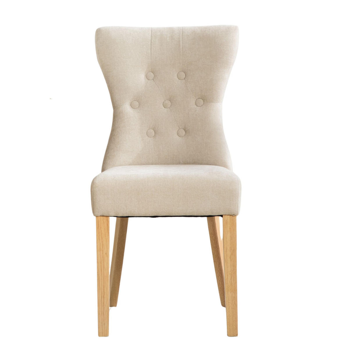 MATSTOLAR 2-pack i Chenille och Massivt Trä, med nitdekor och resårkärna - Beige, Textil (62.5/92/45cm) - Urban Meuble