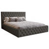 POLSTERBETT 200x200 Verti Slim, Chesterfield, Dunkelgrau - Dunkelgrau, Holz/Textil (200/200cm) - Emporius