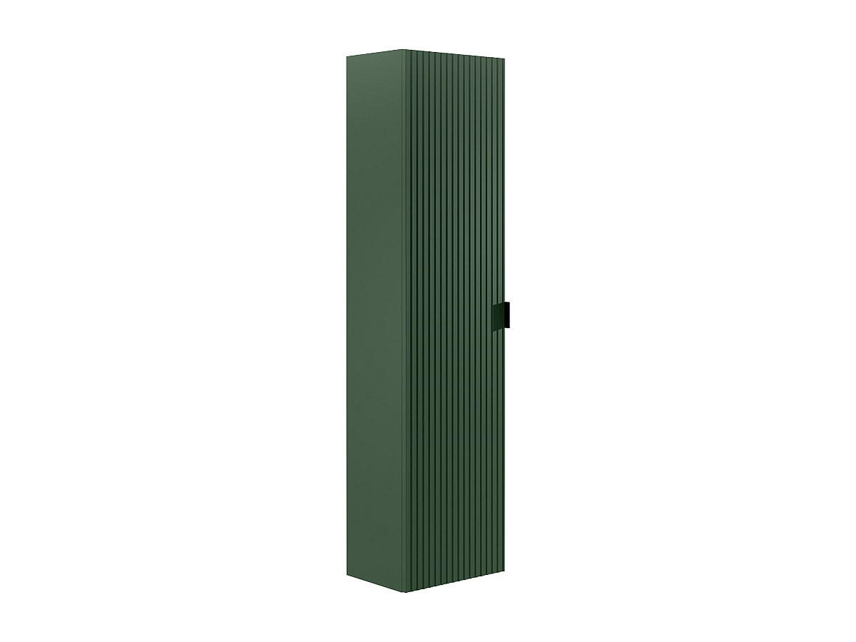 BADHOCHSCHRANK hängend - Streifenoptik - Mattgrün - H140 cm - ZEVINI - Grün, Holz (25/140/35cm) - Vente-Unique