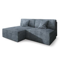 ECKSOFA FIORO P Grau Kordstoff mit Schlaffunktion - Grau, Holz/Kunststoff (204/148cm) - MASSENO