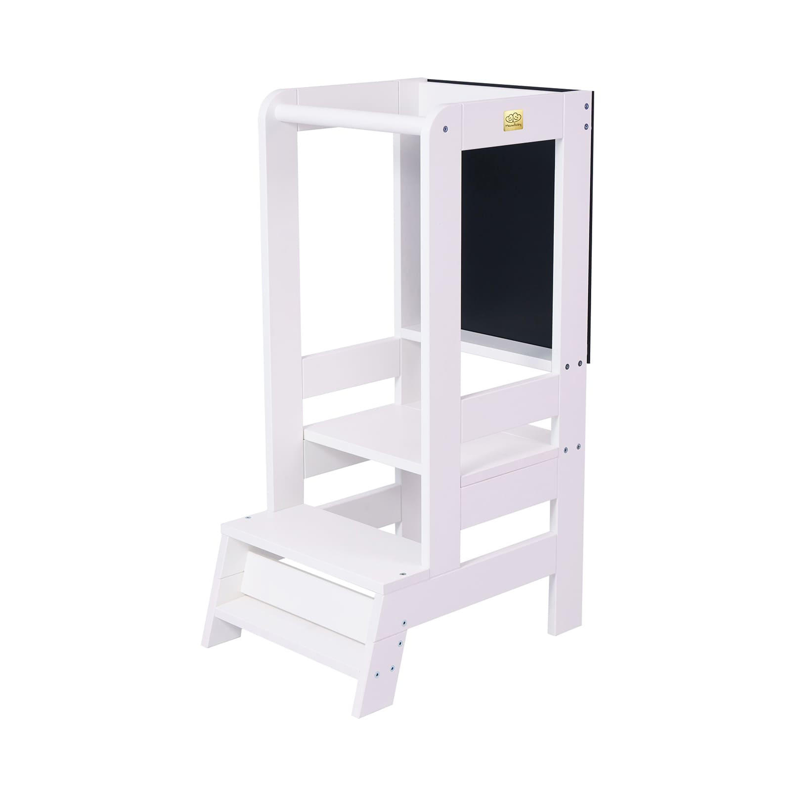 LERNTURM mit Tafel für Kinder, Natur Holz, Weiß - Weiß, Holz (39/90/90cm) - MeowBaby
