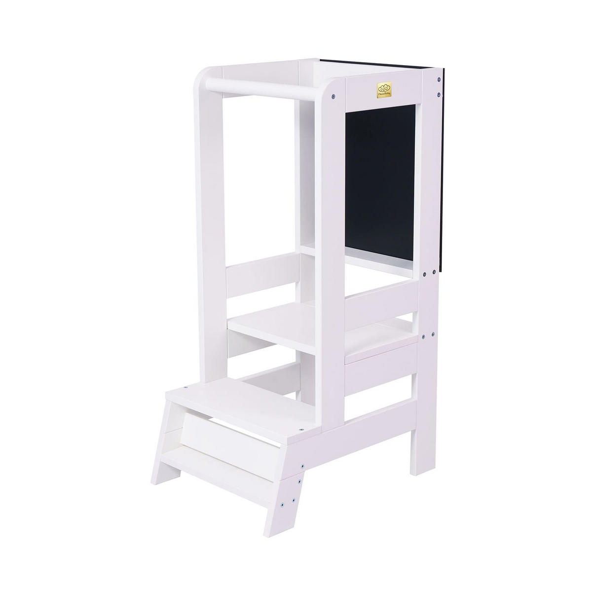 LERNTURM mit Tafel für Kinder, Natur Holz, Weiß - Weiß, Holz (39/90/90cm) - MeowBaby