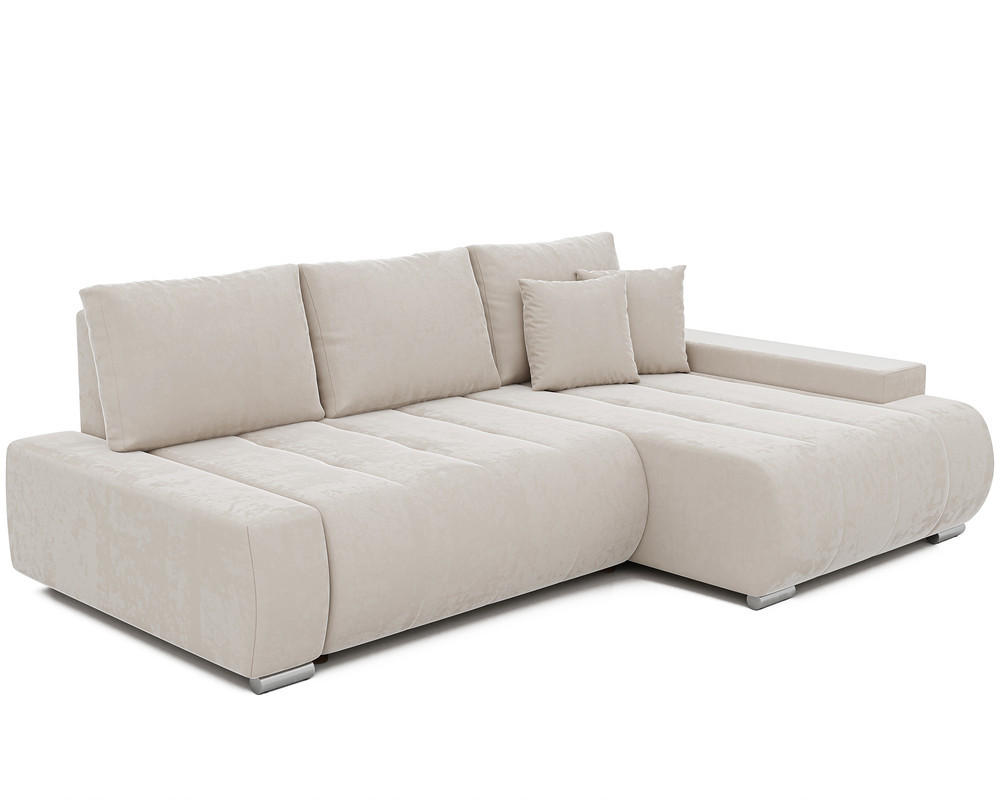 ECKSOFA NIKO Rechts, mit Schlaffunktion und Bettkasten, Creme - Creme, Textil (227/153cm) - Idohome