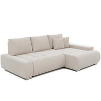 ECKSOFA NIKO Rechts, mit Schlaffunktion und Bettkasten, Creme - Creme, Textil (227/153cm) - Idohome