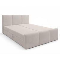 BOXBETT ANKARRA 140x200 cm mit Bettkasten und Matratze - Beige + TOPPER - Beige/Schwarz, Holz/Holzwerkstoff (140/200cm) - AX Living