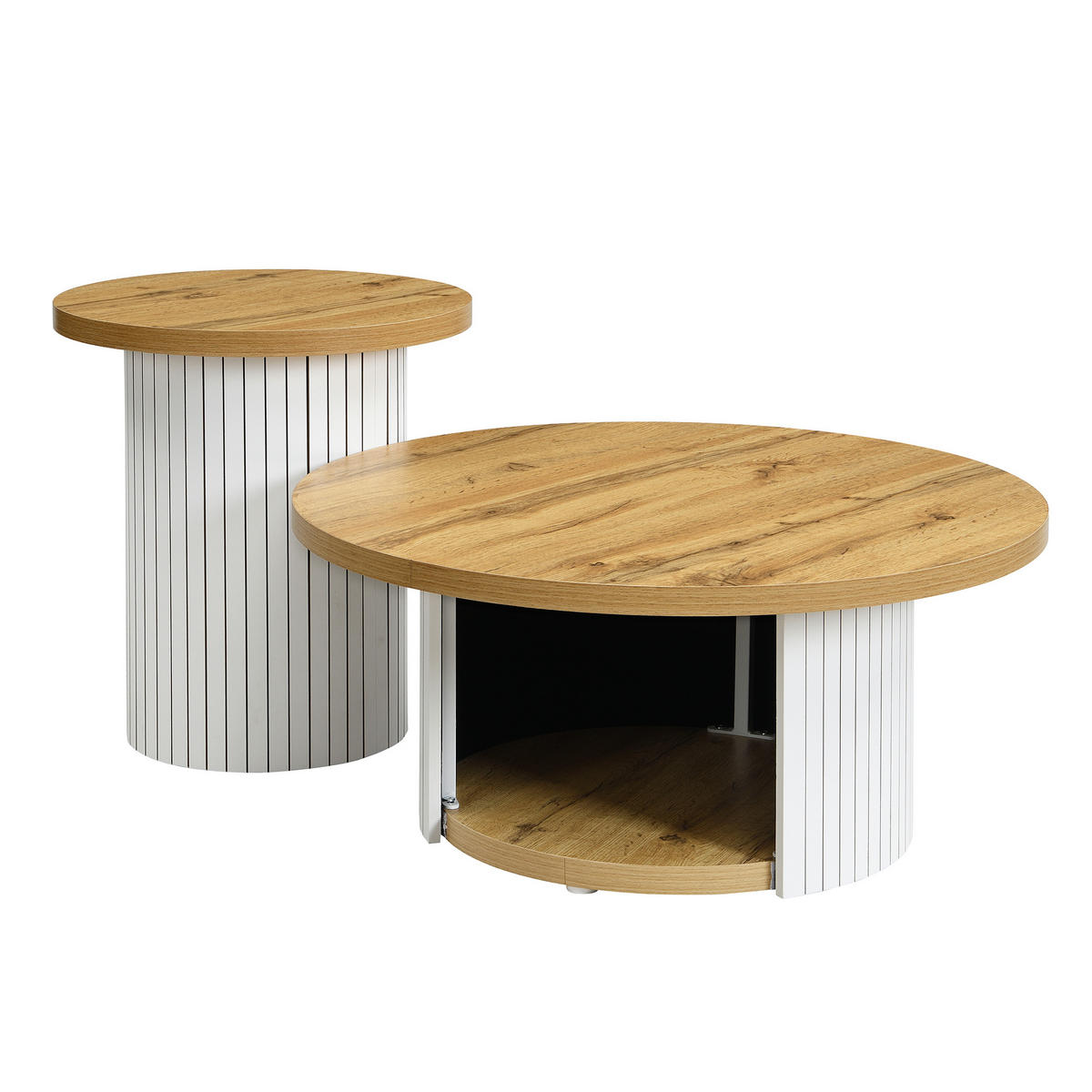 COUCHTISCH DE-067 Rondo 2-tlg. Oak-coloured - Eichefarben, Holzwerkstoff (75/75/35cm) - ComfortXL