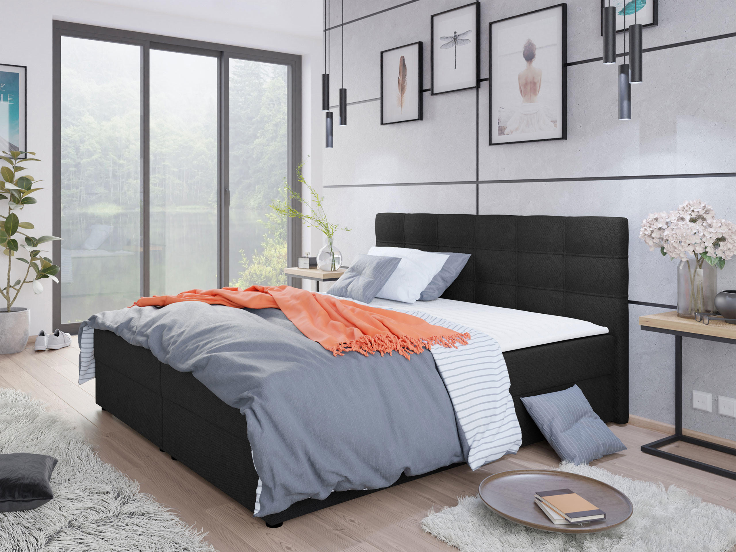 BOXBETT Fado II - Schwarz, Holz/Kunststoff (180/200cm) - MIRJAN24