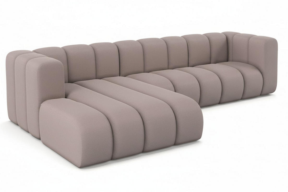 ECKSOFA L-Form Grand L 287 cm, Veloursstoff Salvador, Grau, Links - Grau, Holz (287/179cm) - Kaiser Möbel