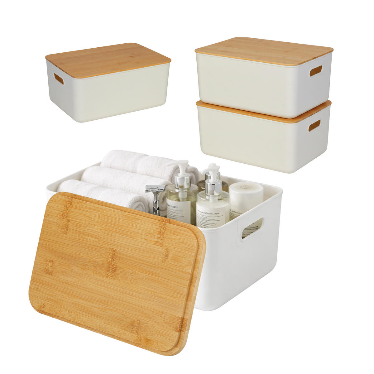 AUFBEWAHRUNGSBOX - Weiß, Holz/Kunststoff (25/36/16cm) - Relaxdays