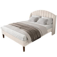 POLSTERBETT 140/200 cm mit Lattenrost, hohem gepolstertem Kopfteil und Samtbezug, Beige - Beige, Textil (140/200cm) - Redom