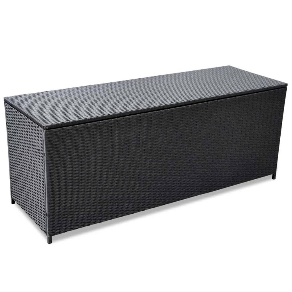 GARDEN-AUFLAGENBOX Schwarz 150x50x60 cm Poly Rattan - Schwarz, Holz (150/60/50cm) - furnicato