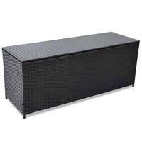 GARDEN-AUFLAGENBOX Schwarz 150x50x60 cm Poly Rattan - Schwarz, Holz (150/60/50cm) - furnicato