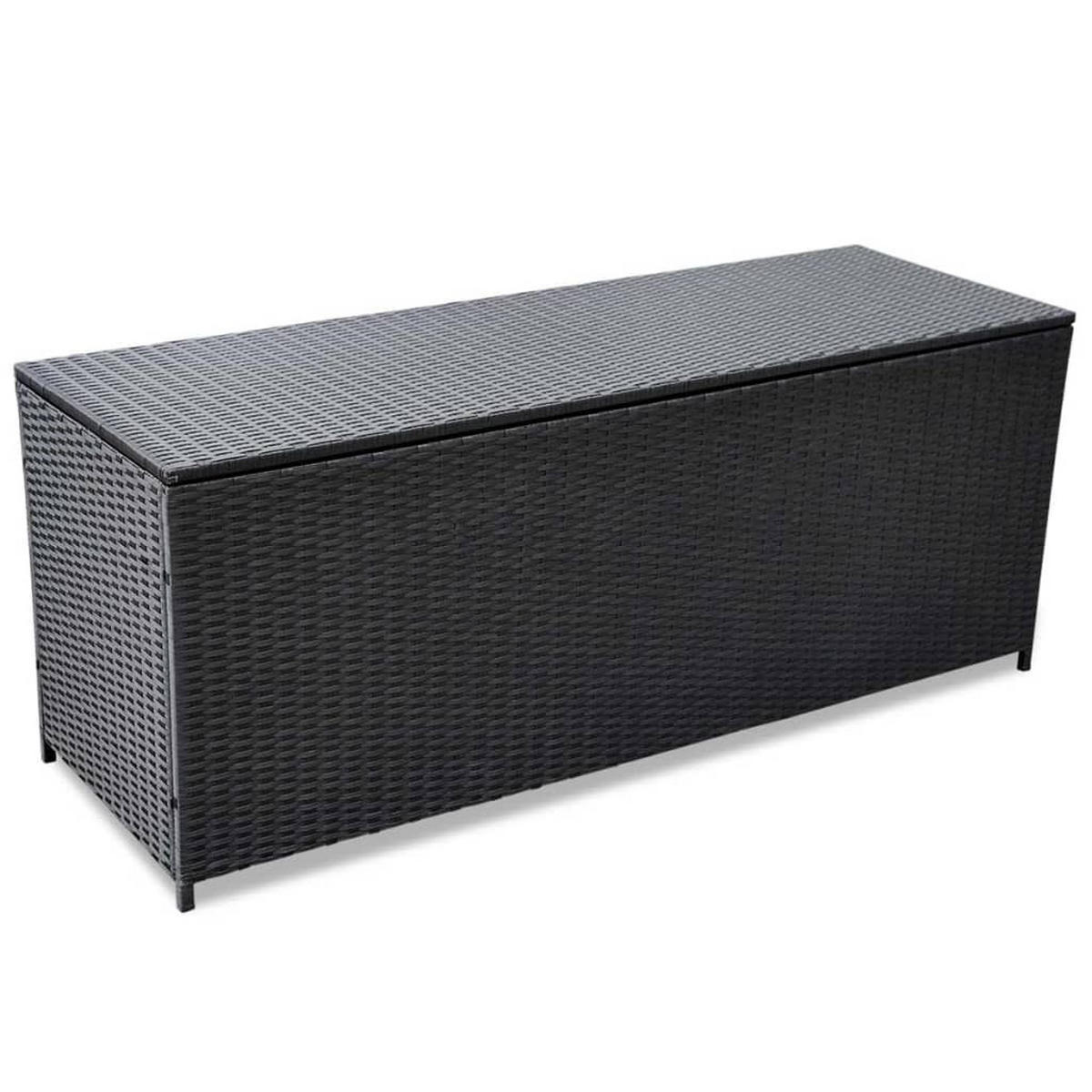 GARDEN-AUFLAGENBOX Schwarz 150x50x60 cm Poly Rattan - Schwarz, Holz (150/60/50cm) - furnicato