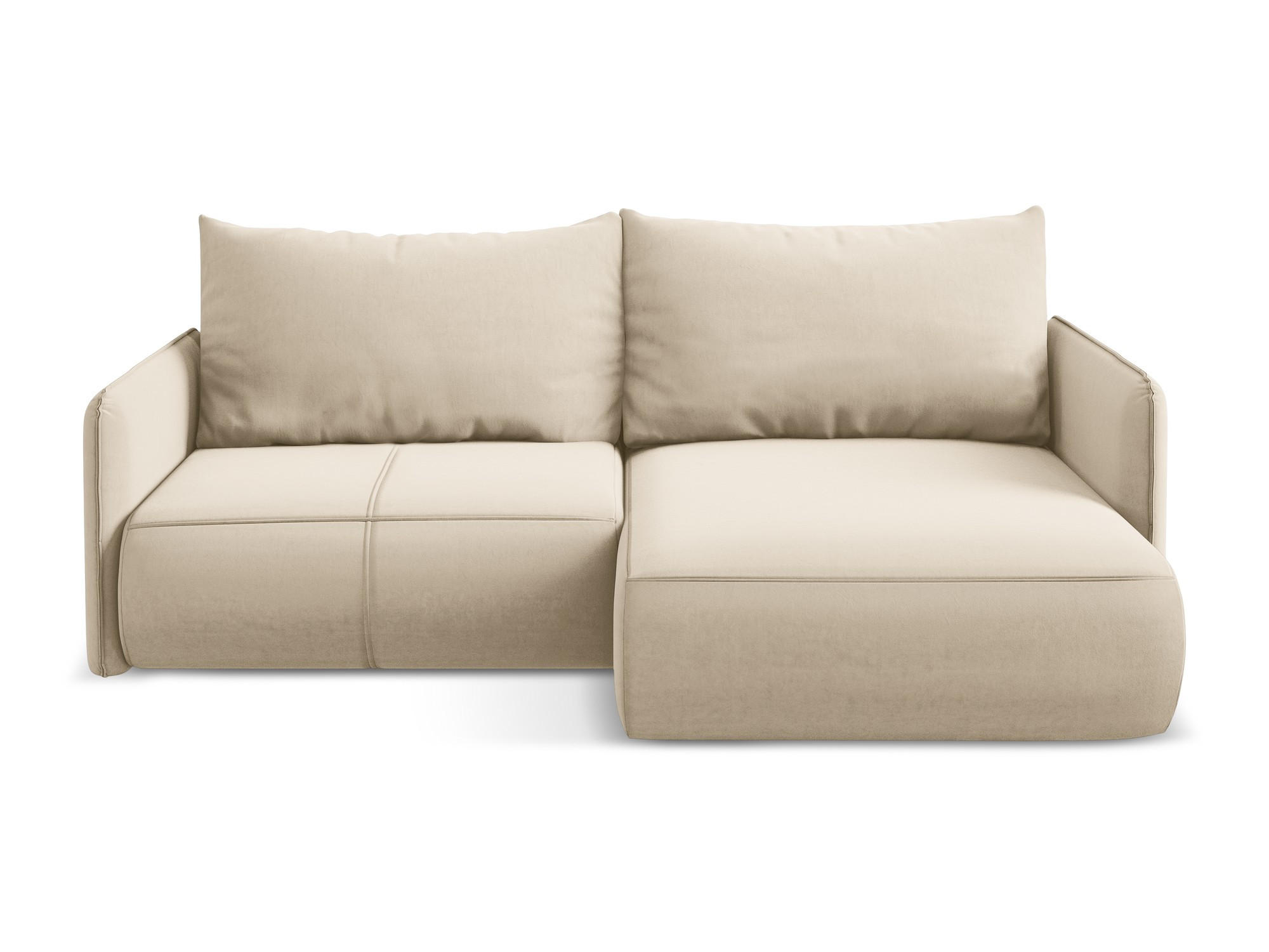 ECKSOFA mit Schlaffunktion Samt Stoff Beige - Beige/Creme, Kunststoff/Textil (207/148cm) - Makamii
