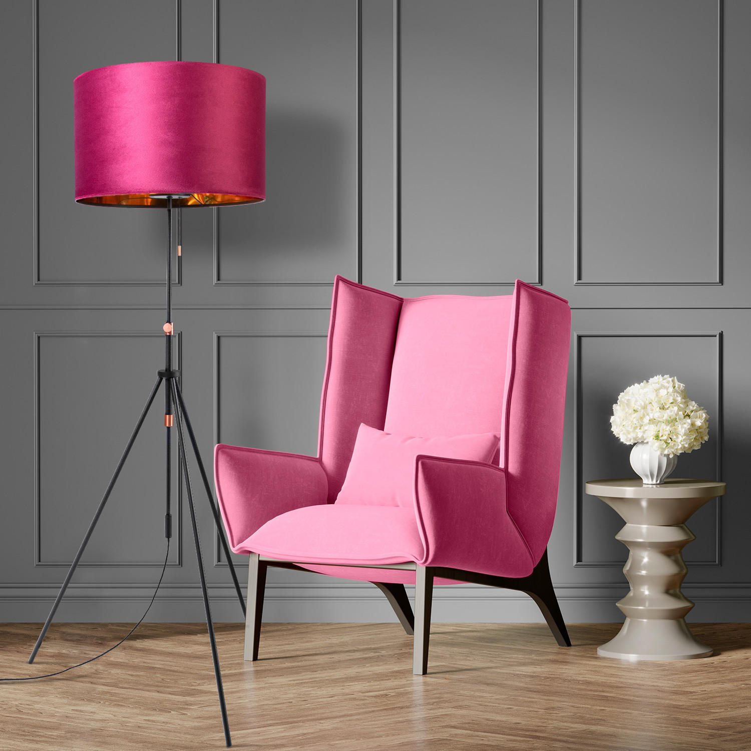 STEHLEUCHTE Naomi Fl - Pink, Metall (52.7/52.7/176.5cm) - Paco Home