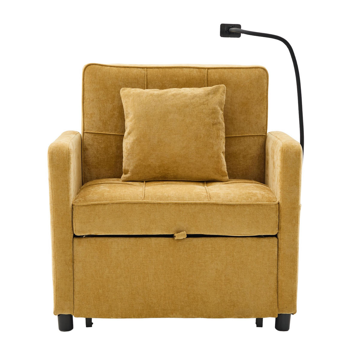 FERNSEHSESSEL Relaxsessel,Polsterliege mit Stauraum,Chenille,Gelb - Gelb, Textil (79/83/167cm) - LVHOM