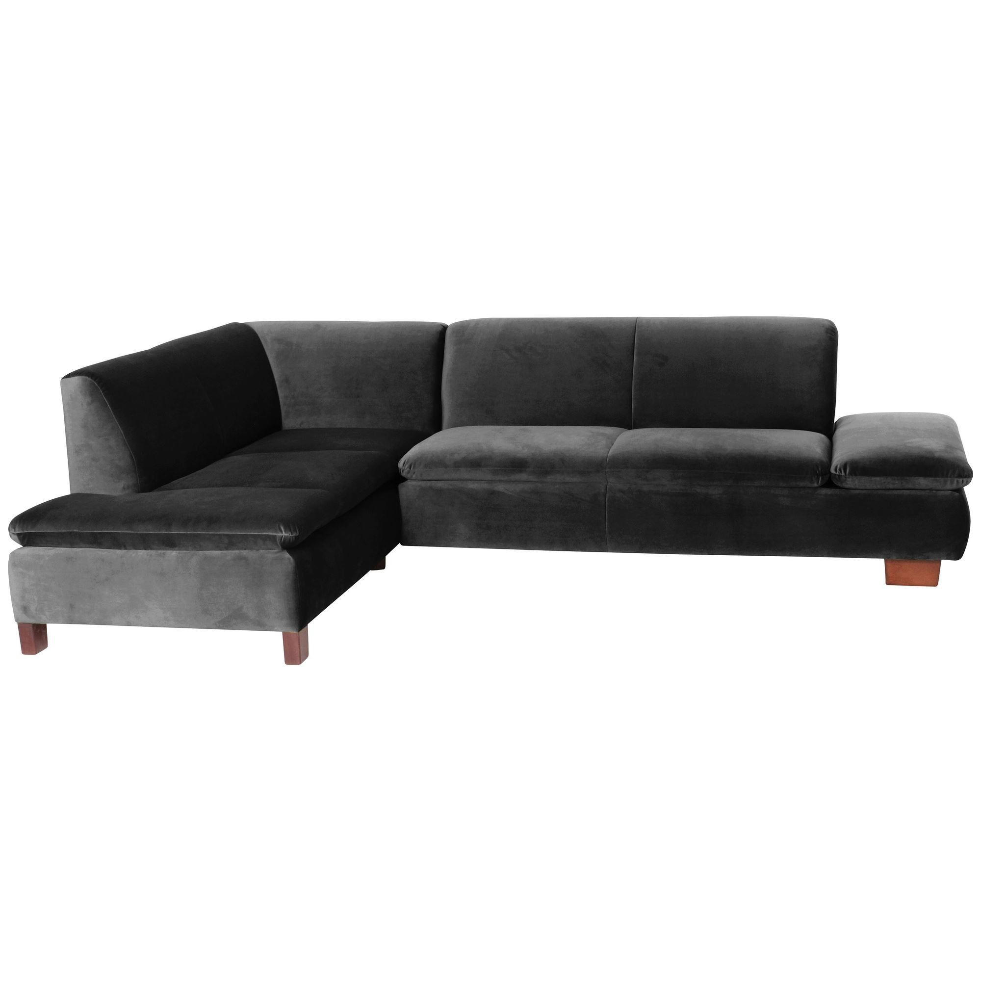 ECKSOFA mit Ottomane links Kaye Bezug Samtvelours Buche nussbaum dunkel / schwarz - Schwarz, Kunststoff (190/270cm) - 58aufmkessel
