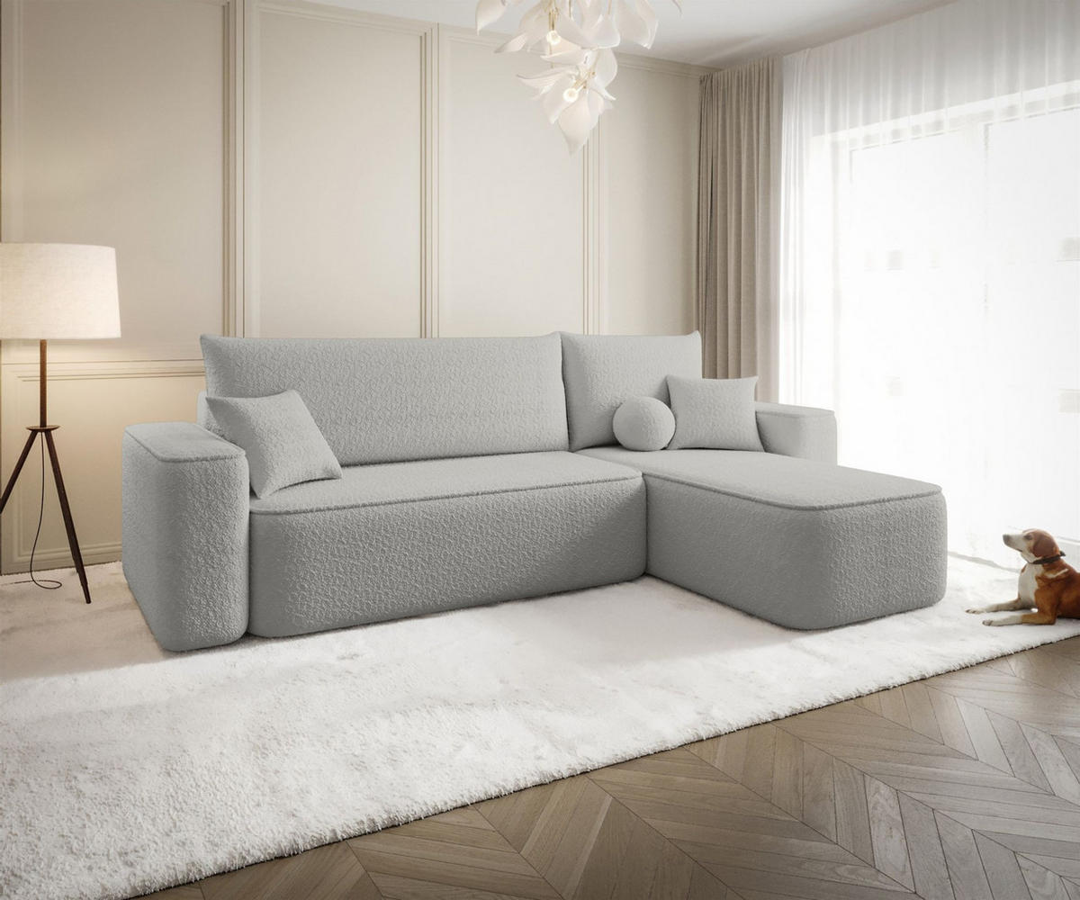 ECKSOFA Agepo Stoff Quelle - Hellgrau, Holzwerkstoff/Textil (250/150cm) - Fun Möbel
