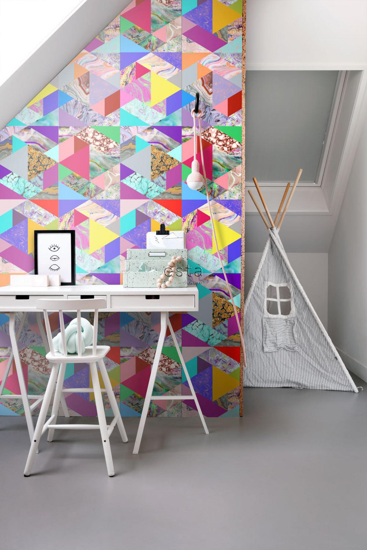 XXL-VLIESTAPETE Dreiecke in Marmoroptik 50 x 900 cm - Multicolor, Papier (50/900cm) - ESTAhome