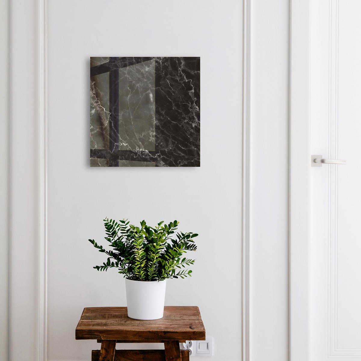 SCHLÜSSELBOX Schwarz 30x30 cm- Türöffnung nach rechts - Marmormuster - Schwarz, Metall (30/30/5cm) - TULUP