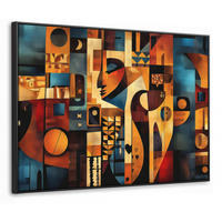 LEINWAND Bilder mit Rahmen - Figuren - Abstrakt - Symbole - 70x50 - Terracotta, Textil (70/50cm) - MuchoWow