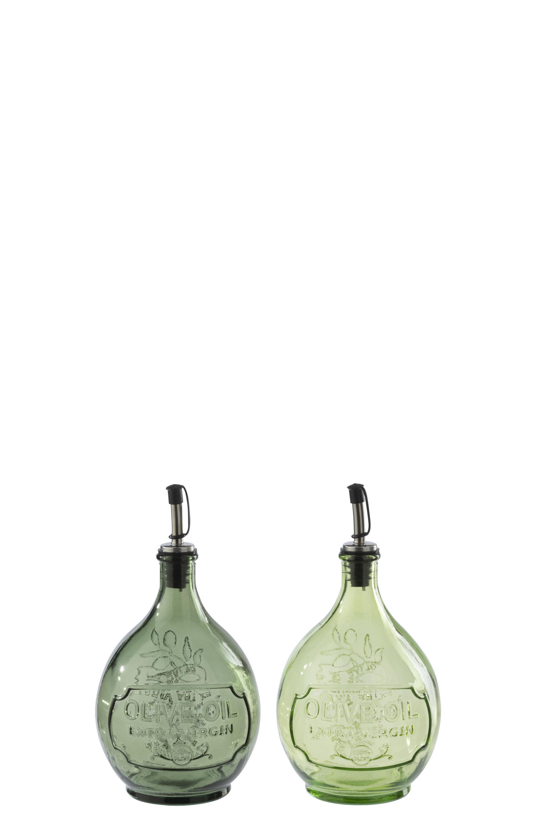 DEKOOBJEKT FLASCHE RUND - Grün, Glas (12.5/24/12.5cm) - J-Line