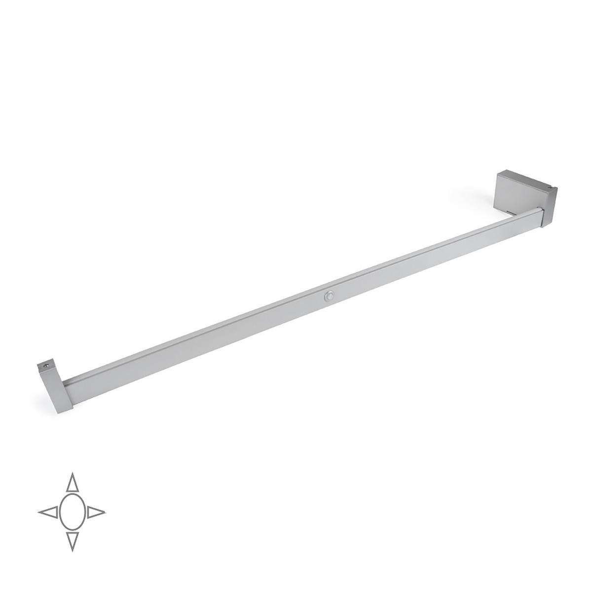 GARDEROBENSTANGE mit LED-Licht Castor, mit abnehmbarer Batterie und Bewegungssensor, L1.008mm, Kunststoff und Aluminium, Grau Metallic - Dunkelgrau, Kunststoff (7/4/113cm) - EMUCA