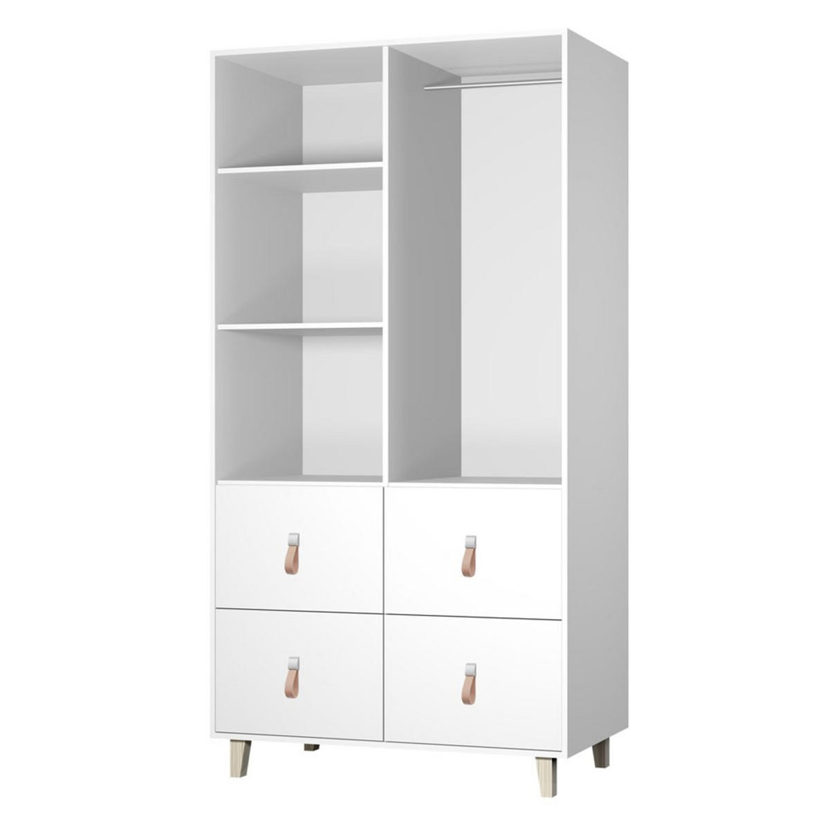 DREHTÜRENSCHRANK - Fago 2D4S - Weiß, Holzwerkstoff/Metall (105/201.5/55cm) - Möblo