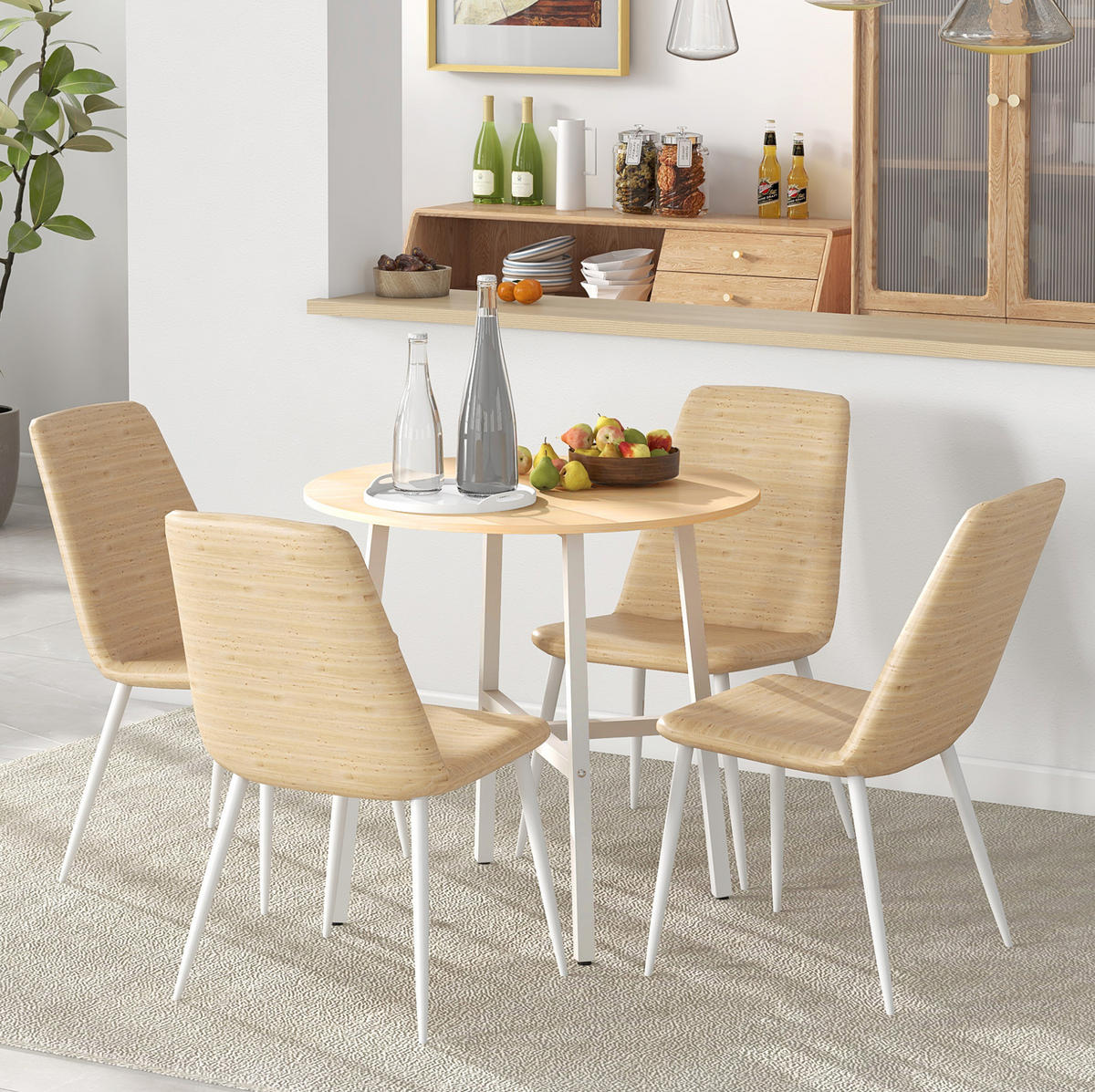 ESSTISCH 80/76 cm in Naturfarbe mit Metallgestell - Braun, Holzwerkstoff (80/80/76cm) - Flora Grace