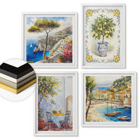 WANDBILDER 4er-Set - 50x50 cm & 40x60 cm Weißer Rahmen - Blick auf das Meer aus Zitronenbäumen - Weiß, Kunststoff (50/50cm) - ArtPrintCave