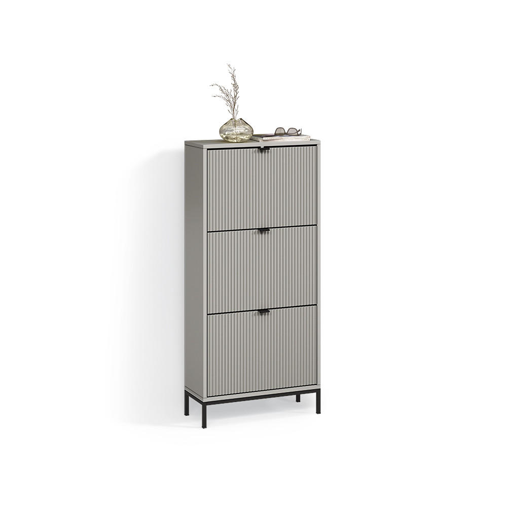 Livinity® BOTNÍK NA BOTY Aterno Šedá 60 x 130 cm se 3 sklopnými zásuvkami