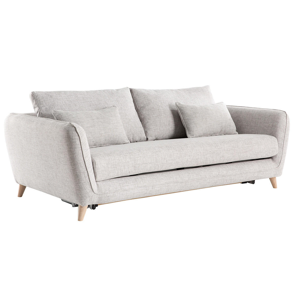 SOFA Skandinavisch 3-Sitzer Hellgrau-Meliert CREEP - Hellgrau, Textil (100/82/201cm) - Miliboo