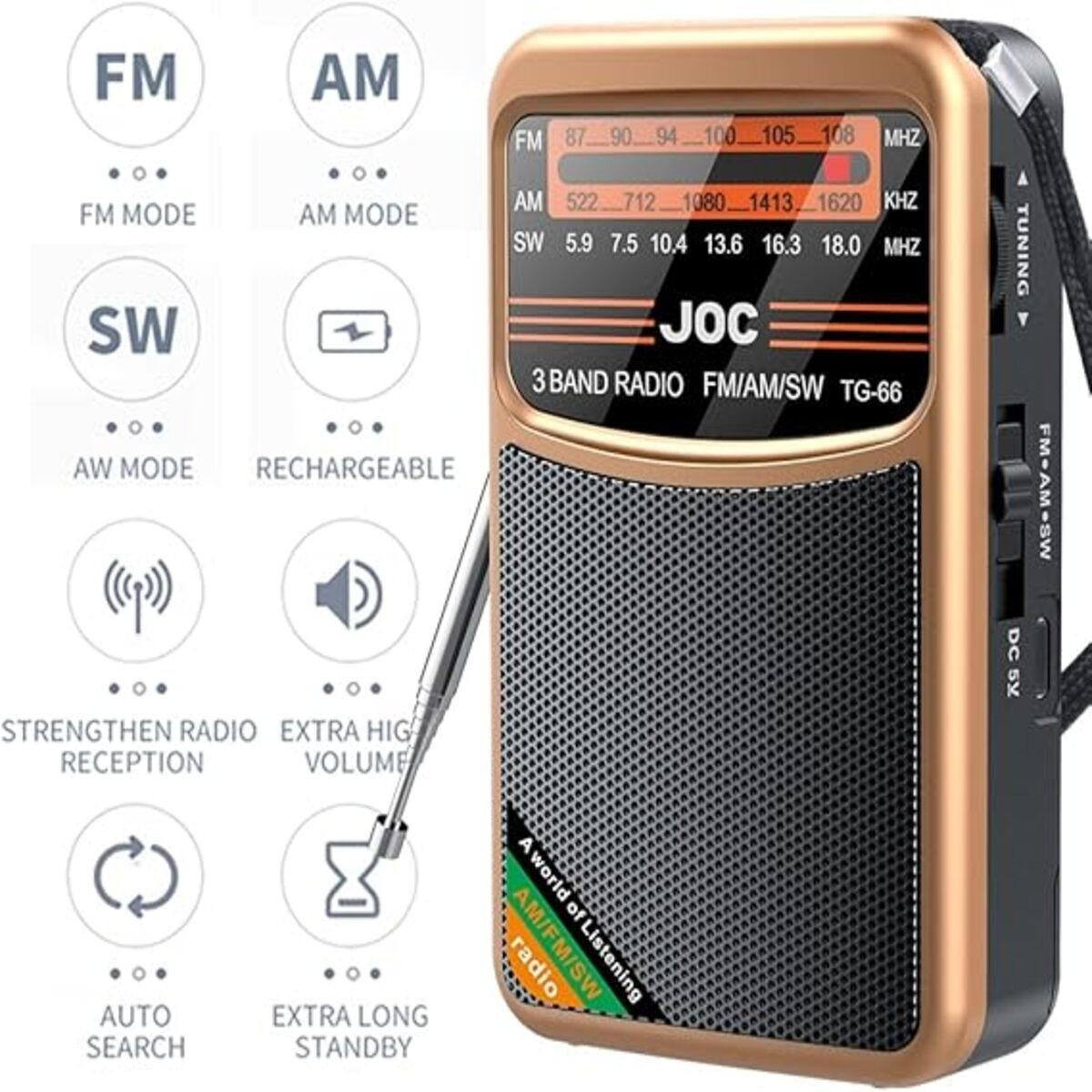 RADIO 7/3.4/12.9 cm - Schwarz, Kunststoff (7/3.4/12.9cm) - Authentics