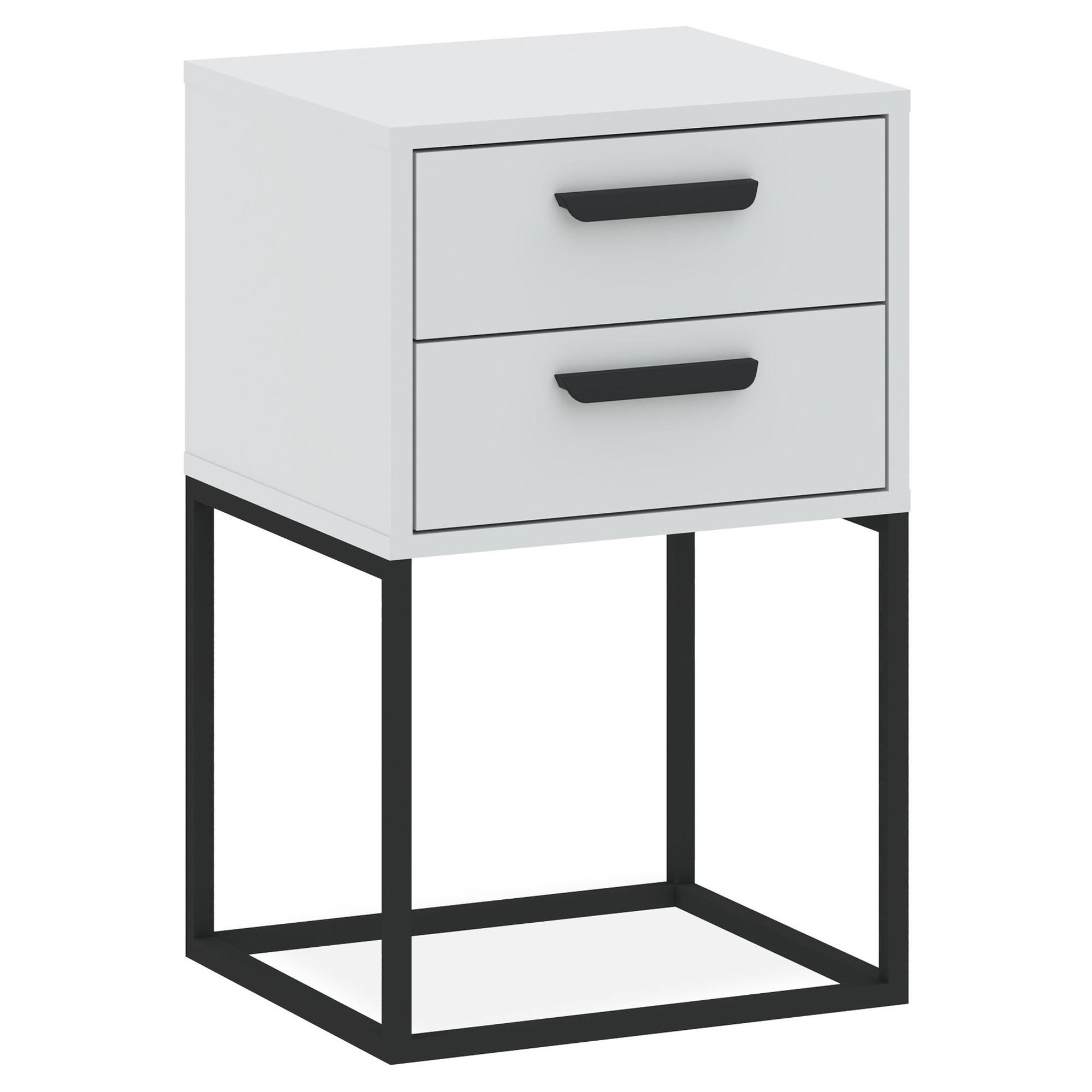 Konsimo® Nachttisch Weiß, Schwarz 40x65x39 cm