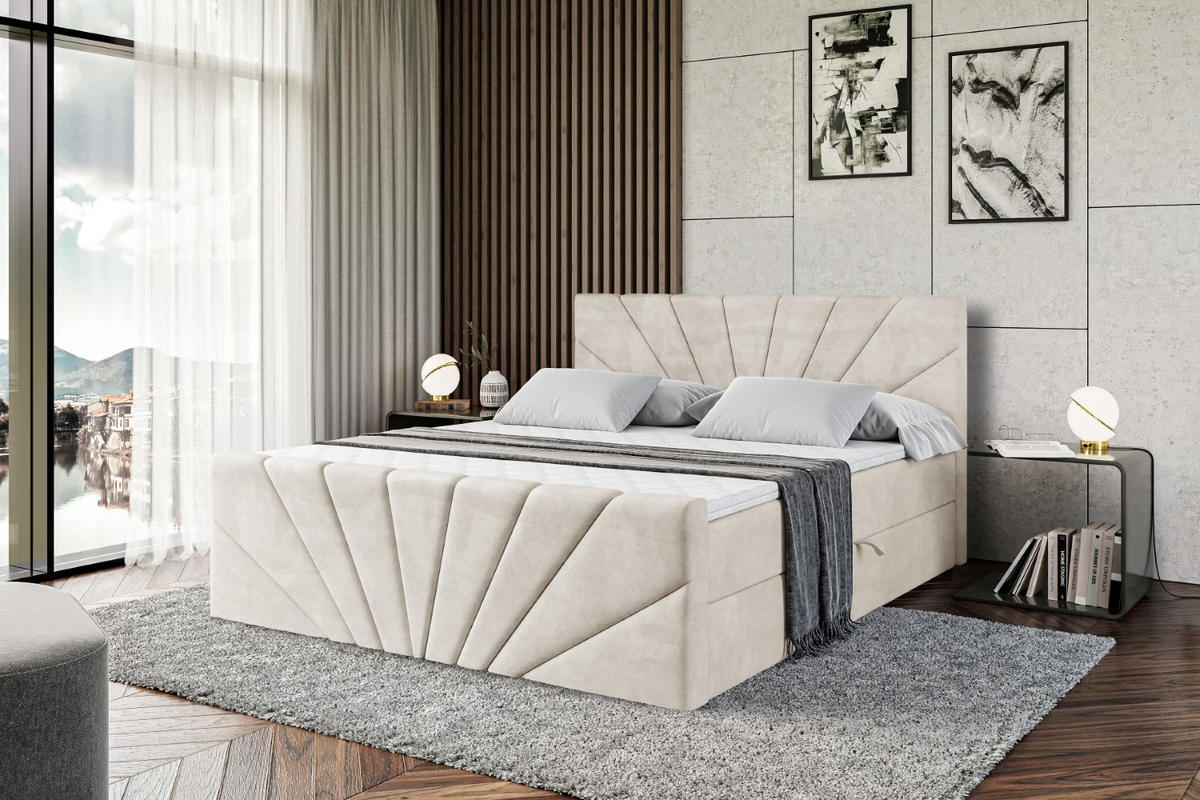 AMERICKÁ postel MILTIO-Z – 200 x 200 cm – H4 – ecru - ecru, kompozitní dřevo (200/200cm) - ALTDECOR