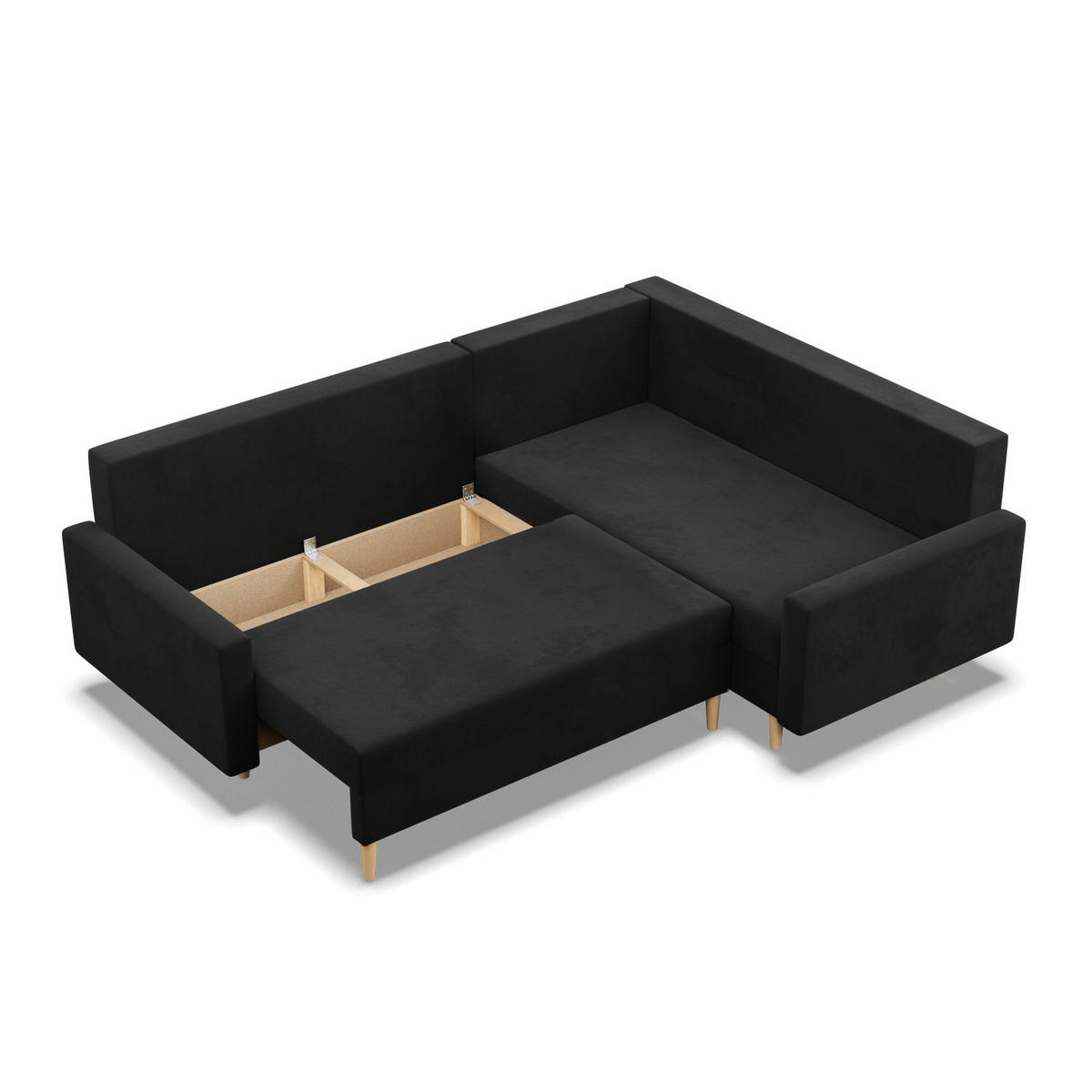 ECKSOFA LINKS MIT SCHLAFFUNKTION BLANK, Schwarz - Schwarz, Textil (223/175cm) - Mebligo