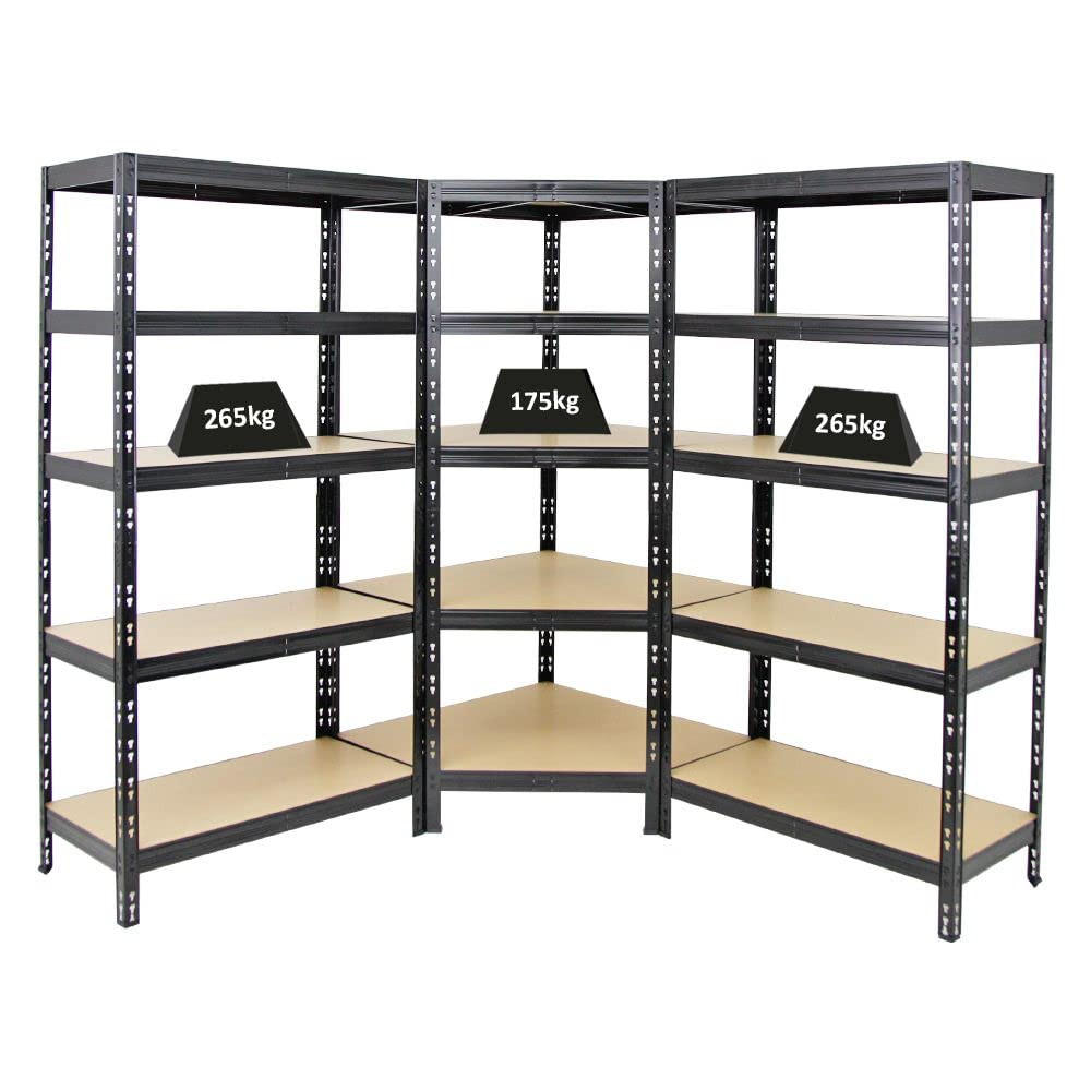 ECKREGAL Tiger 2er-Set mit Schwerlastregal 180x90x45 cm Fachlast 175 + 265 kg Schwarz - Schwarz, Metall (90/180/45cm) - PROREGAL