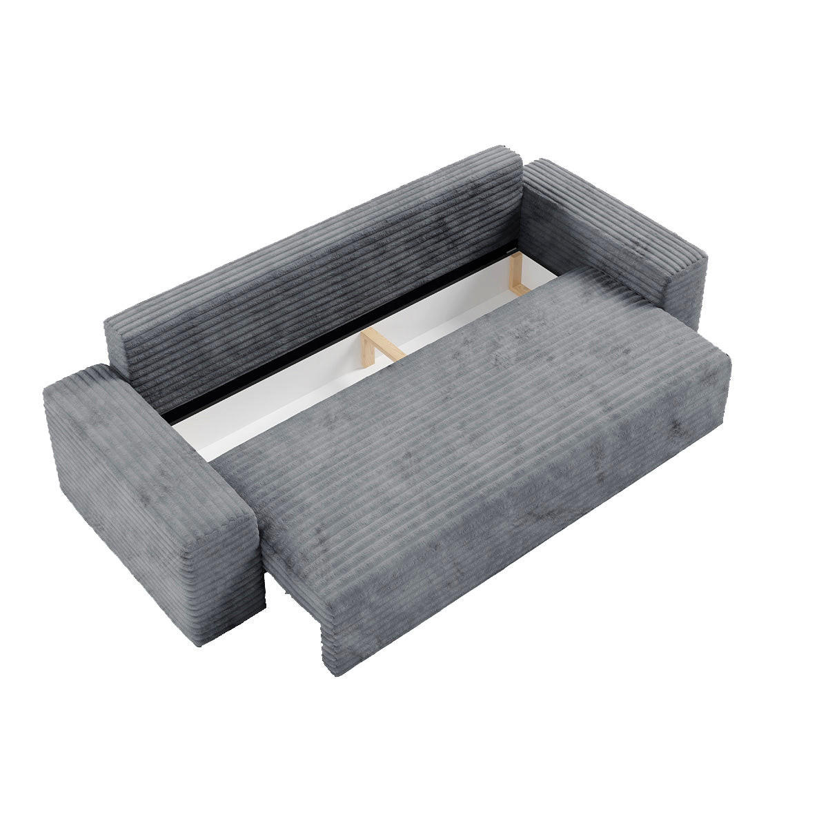 POHOVKA Fabio 3MÍSTNÁ Šedá - šedá, dřevo (260/82/102cm) - Petits-meubles