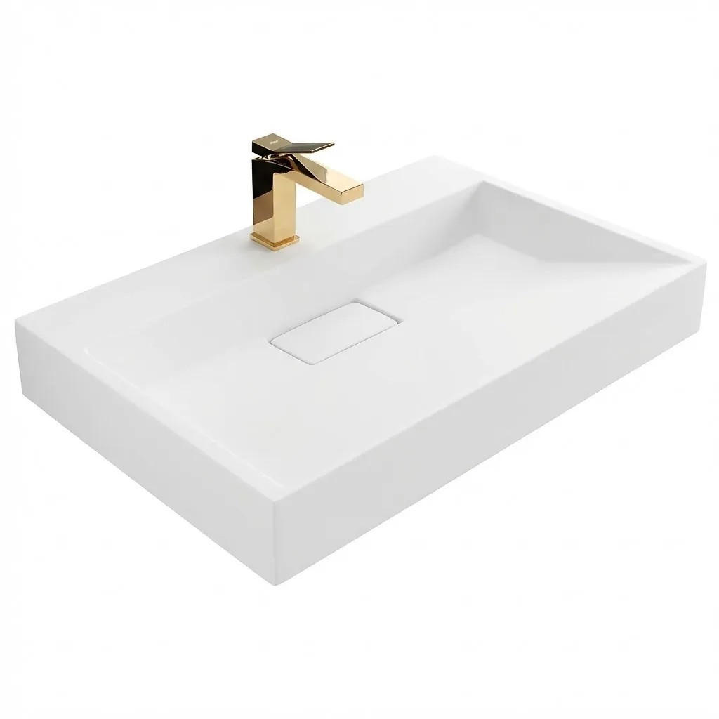 WASCHBECKEN Rea Konglomerat Goya 70cm - Weiß, Keramik (46/10/70cm) - REA