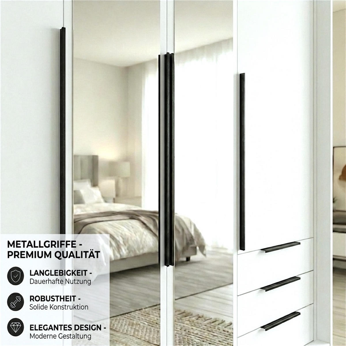 DREHTÜRENSCHRANK VIVO 200 cm Farbe: Sonoma | Weiß | Weiß - Braun/Weiß, Holzwerkstoff/Metall (200/215/59.5cm) - A&J MöbelLand